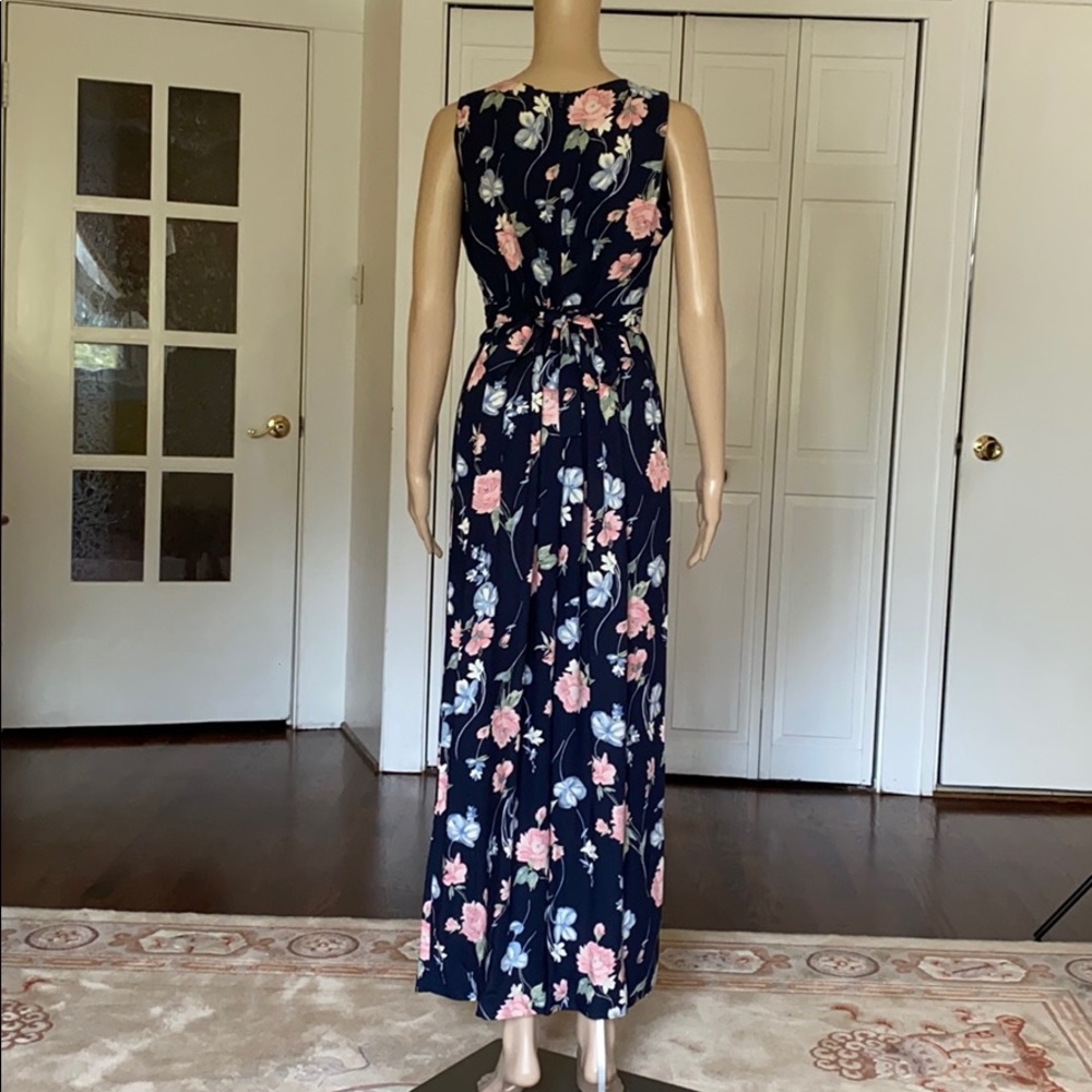 Vintage Jeffrey & Dara Wide Leg navy blue floral jumpsuit size 10 - Picture 10 of 16